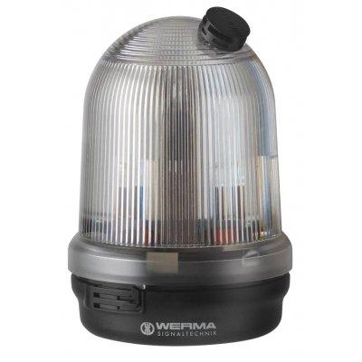 Werma 828.470.68 Clear Flashing Beacon, 230 V, Base Mount, Xenon Bulb