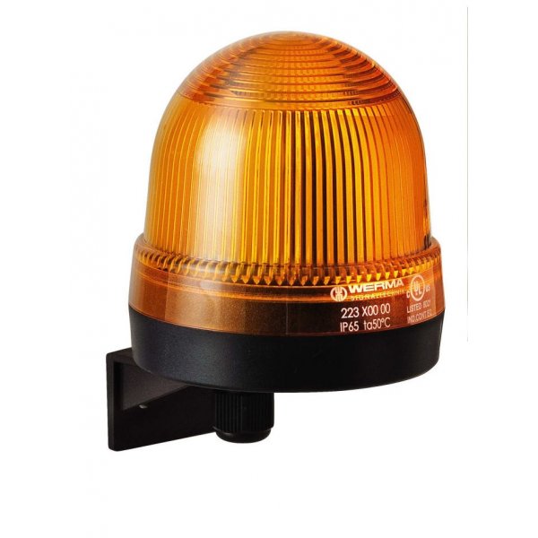 Werma 225.300.55 Yellow Flashing Beacon, 24 V, Wall Mount, Xenon Bulb