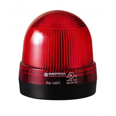 Werma 222.100.55 Red Flashing Beacon, 24 V, Base Mount, Xenon Bulb