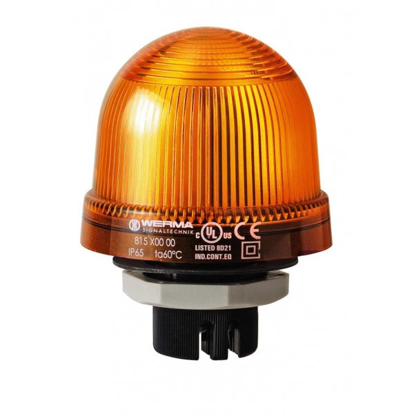 Werma 816.310.55 Yellow Blinking Beacon, 24 V, Built-in Mounting, LED Bulb