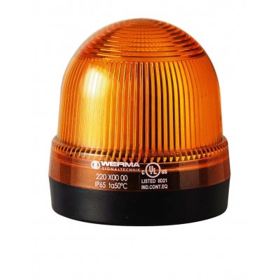 Werma 222.300.55 Yellow Flashing Beacon, 24 V, Base Mount, Xenon Bulb