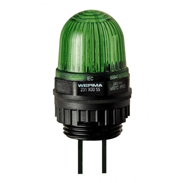 Werma 231.200.67 Green Continuous lighting Beacon, 115 V, Built-in Mounting, LED Bulb