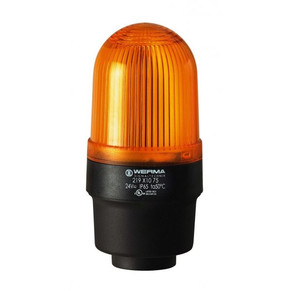 Werma 219.320.55 Yellow Flashing Beacon, 24 V, Tube Mounting, Xenon Bulb