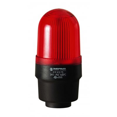 Werma 219.120.55 Red Flashing Beacon, 24 V, Tube Mounting, Xenon Bulb