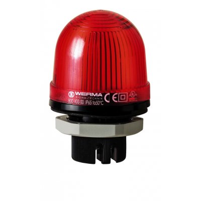 Werma 802.100.55 Red Flashing Beacon, 24 V, Built-in Mounting, Xenon Bulb
