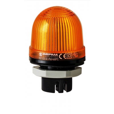 Werma 802.300.67 Yellow Flashing Beacon, 115 V, Built-in Mounting, Xenon Bulb