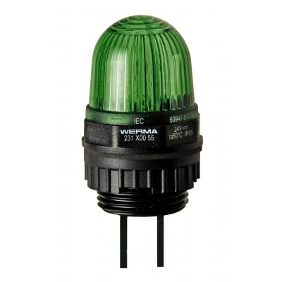 Werma 231.200.54 Green Continuous lighting Beacon, 12 V, Built-in Mounting, LED Bulb