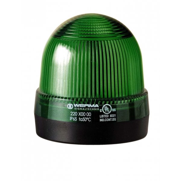 Werma 221.200.67 Green Continuous lighting Beacon, 115 V, Base Mount, LED Bulb