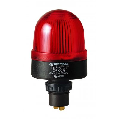Werma 208.100.67 Red Flashing Beacon, 115 V, Built-in Mounting, Xenon Bulb