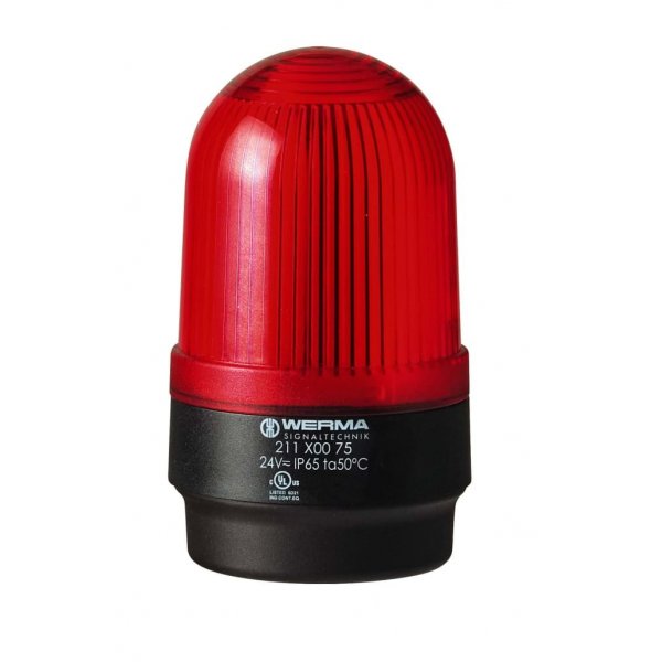 Werma 212.100.55 Red Flashing Beacon, 24 V, Base Mount, Xenon Bulb