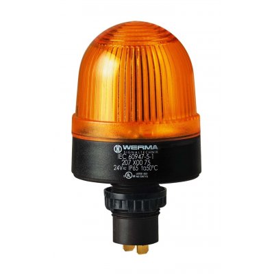 Werma 208.300.67 Yellow Flashing Beacon, 115 V, Built-in Mounting, Xenon Bulb
