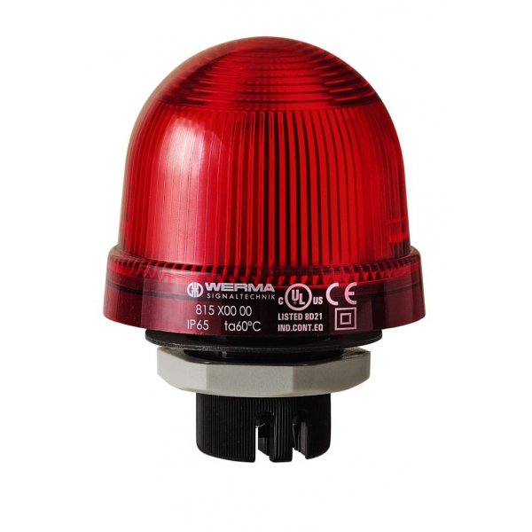 Werma 816.100.67 Red Continuous lighting Beacon, 115 V, Built-in Mounting, LED Bulb
