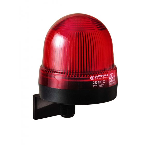 Werma 224.100.75 Red Continuous lighting Beacon, 24 V, Wall Mount, LED Bulb
