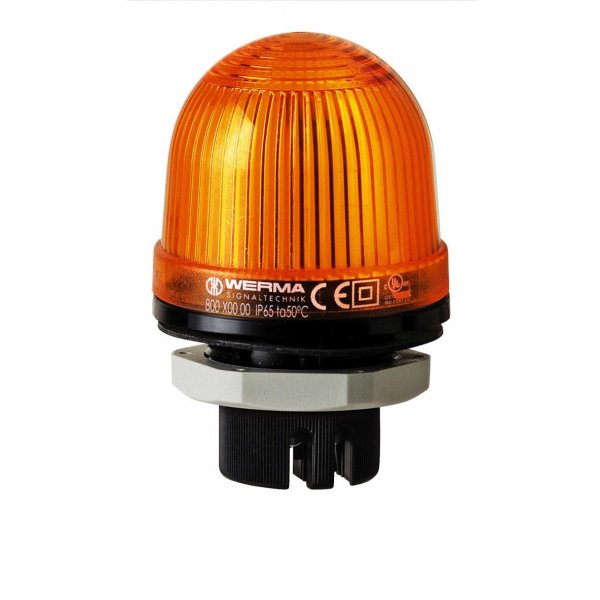 Werma 802.300.68 Yellow Flashing Beacon, 230 V, Built-in Mounting, Xenon Bulb