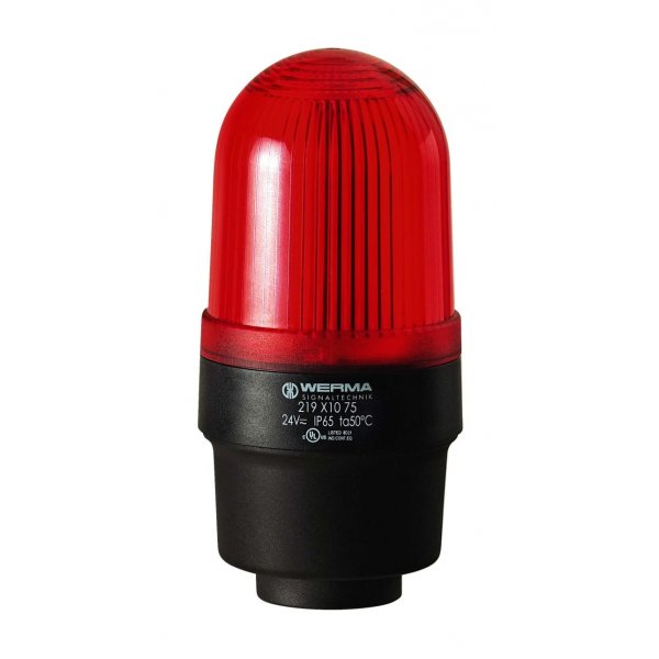 Werma 219.120.68 Red Flashing Beacon, 230 V, Tube Mounting, Xenon Bulb