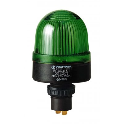 Werma 207.200.67 Green Continuous lighting Beacon, 115 V, Built-in Mounting, LED Bulb