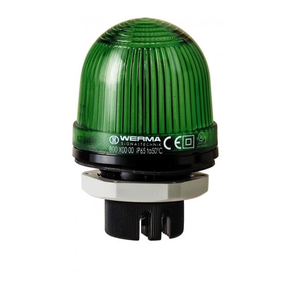 Werma 801.200.67 Green Continuous lighting Beacon, 115 V, Built-in Mounting, LED Bulb