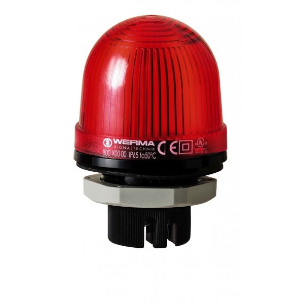 Werma 801.100.67 Red Continuous lighting Beacon, 115 V, Built-in Mounting, LED Bulb