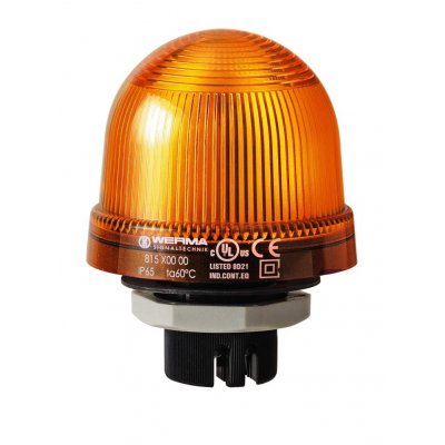 Werma 816.300.55 Yellow Continuous lighting Beacon, 24 V, Built-in Mounting, LED Bulb