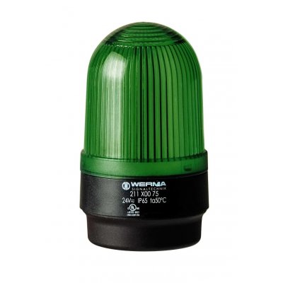 Werma 211.200.68 Green Continuous lighting Beacon, 230 V, Base Mount, LED Bulb