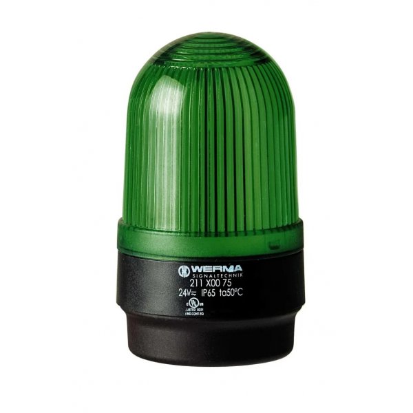 Werma 211.200.67 Green Continuous lighting Beacon, 115 V, Base Mount, LED Bulb