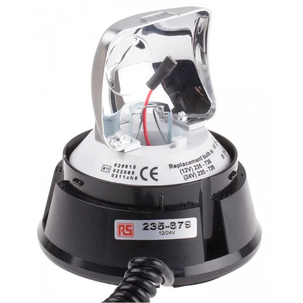 RS PRO 235-679 Rotating Beacon, 12 V dc, 24 V dc, Surface Mount, Incandescent Bulb