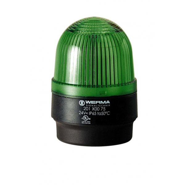 Werma 201.200.67 Green Continuous lighting Beacon, 115 V, Base Mount, LED Bulb