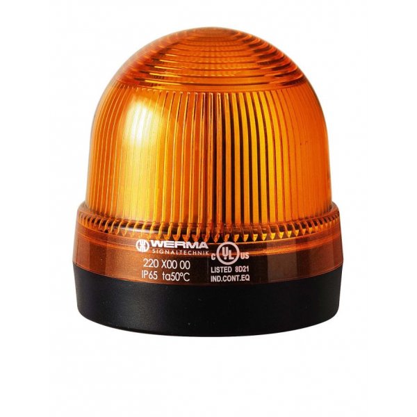 Werma 221.300.75 Yellow Continuous lighting Beacon, 24 V, Base Mount, LED Bulb