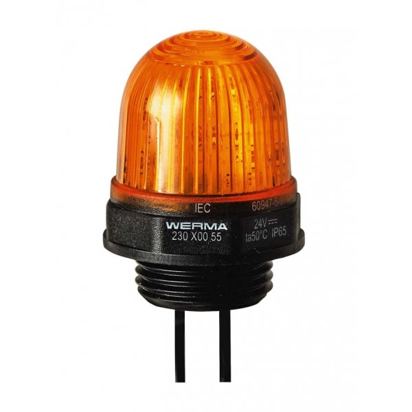 Werma 230.300.68 Yellow Continuous lighting Beacon, 230 V, Built-in Mounting, LED Bulb