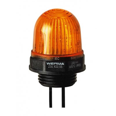 Werma 230.300.67 Yellow Continuous lighting Beacon, 115 V, Built-in Mounting, LED Bulb