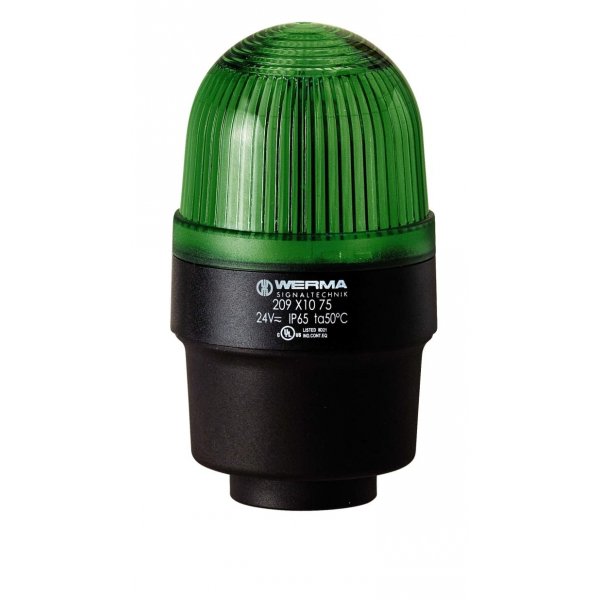 Werma 209.210.75 Green Continuous lighting Beacon, 24 V, Tube Mounting, LED Bulb