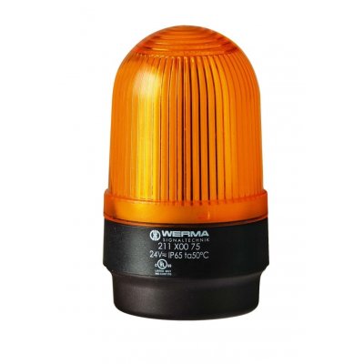 Werma 211.300.75 Yellow Continuous lighting Beacon, 24 V, Base Mount, LED Bulb