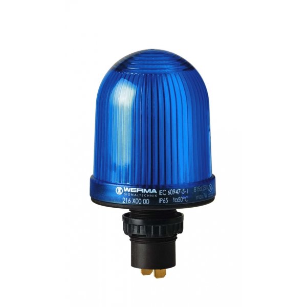 Werma 216.500.00 Blue Continuous lighting Beacon, 48 V, Built-in Mounting, Filament Bulb