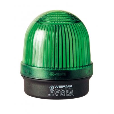 Werma 200.200.00 Green Continuous lighting Beacon, 12 → 230 V, Base Mount, Filament Bulb