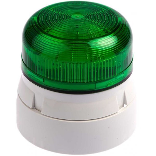 Klaxon QBS-0037 Green Flashing Beacon, 12 V dc, 24 V dc, Surface Mount, Xenon Bulb