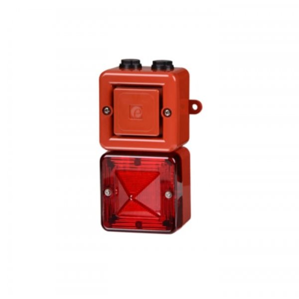 e2s SONFL1XDC012MA0A1R/R Red Sounder Beacon, 12 V dc, IP66, Back Box with Mounting Lugs – 2 x M20