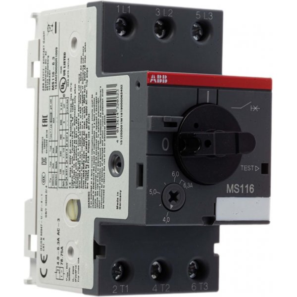 ABB 1SAM250000R1009  MS116-6.3 6.3 A Motor Protection Circuit Breaker