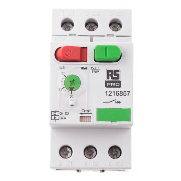 RS PRO 121-6857 20 → 27 A Motor Protection Circuit Breaker