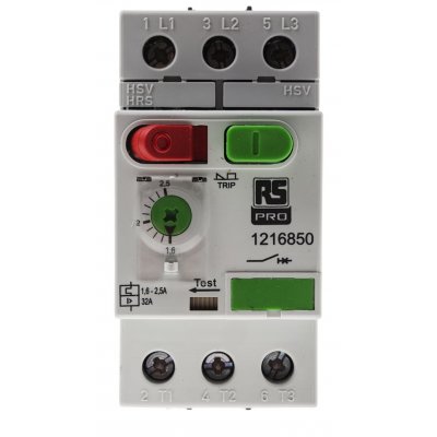 RS PRO 121-6850  1.6 → 2.5 A Motor Protection Circuit Breaker