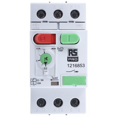RS PRO 121-6853  6.3 → 10 A Motor Protection Circuit Breaker