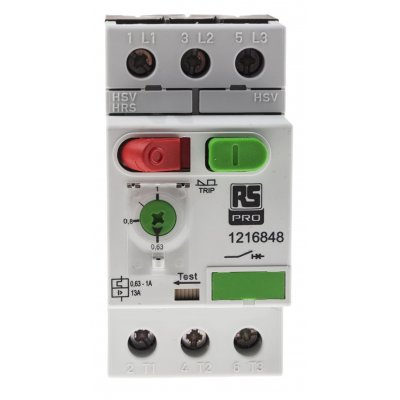 RS PRO 121-6848 0.63 → 1 A Motor Protection Circuit Breaker