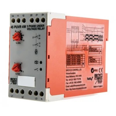 Broyce Control 45PUVR-4W 400VAC Phase, Voltage Monitoring Relay with DPDT