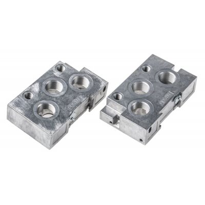 Festo NEV-01-VDMA series 3 station G 1/2, G 1/8 Manifold End Base for use with Solenoid/Pneumatic Valves
