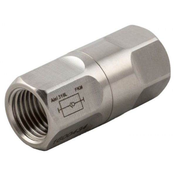 RS PRO 231-2705 Non Return Valve 1/2 in Female Inlet, 1/2in Tube Inlet, 1/2 in Female Outlet, 0.2 → 25bar