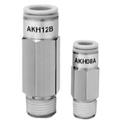 SMC AKH08B-01S Non Return Valve, 8mm Tube Inlet, R 1/8 Male Outlet, -100 kPa → 1 MPa