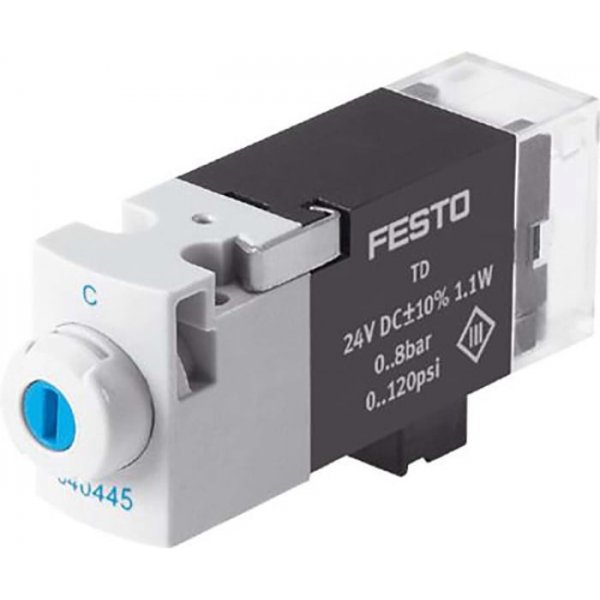 Festo MHA1-M1LH-3/2G-0,6-PI 3/2 Closed, Monostable Pneumatic Solenoid/Pilot-Operated Control Valve - Electrical