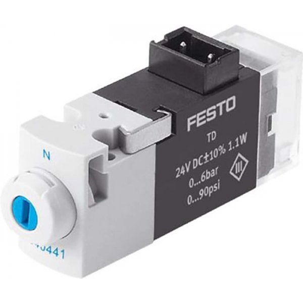 Festo MHA1-M1LH-3/2O-0,6-TC 3/2 Open, Monostable Pneumatic Solenoid/Pilot-Operated Control Valve - Electrical