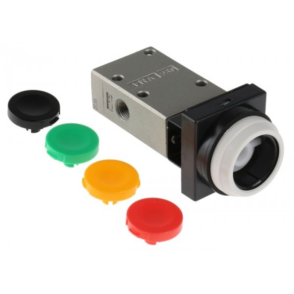 SMC VM430-01-33 Push Button 3/2 Pneumatic Manual Control Valve VM400 Series, Rc 1/8, 1/8in