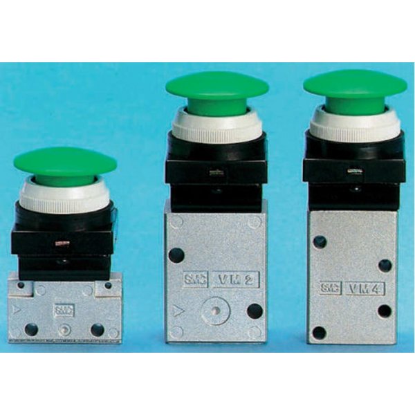 SMC VM430-01-30G Push Button 3/2 Pneumatic Manual Control Valve VM400 Series, Rc 1/8, 1/8in