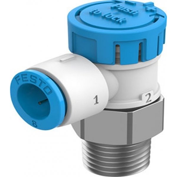 Festo VFOE-LE-T-R14-Q8 Rotary Knob Exhaust Air One-way Flow Control Pneumatic Manual Control Valve VFOE Series, R 1/4, 1/4in